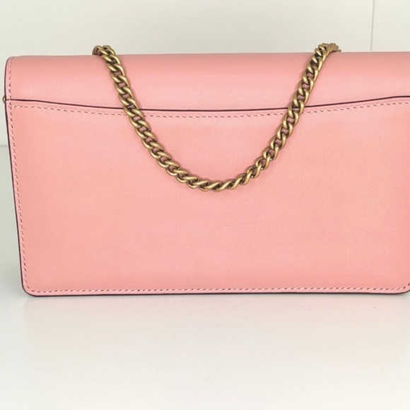 Coach Pink Tea Rose Rivets Foldover Chain Crossbody - Picture 5 of 9